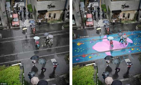 Sambut Musim Hujan, Para Seniman Lukis Jalanan Kota Seoul
