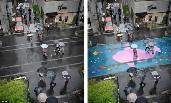 Sambut Musim Hujan, Para Seniman Lukis Jalanan Kota Seoul