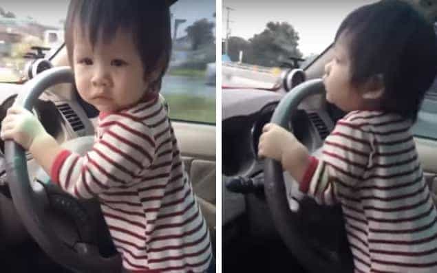 Aduh Bahaya! Bayi 10 Bulan Ini Kemudikan Mobil